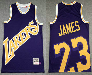 الكورتيزون للبشرة Men's Los Angeles Lakers #23 LeBron James Purple Big Face Mitchell ... الكورتيزون للبشرة