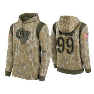 Men's Los Angeles Rams #99 Aaron Donald Camo 2021 Salute To Service Therma Performance Pullover Hoodie