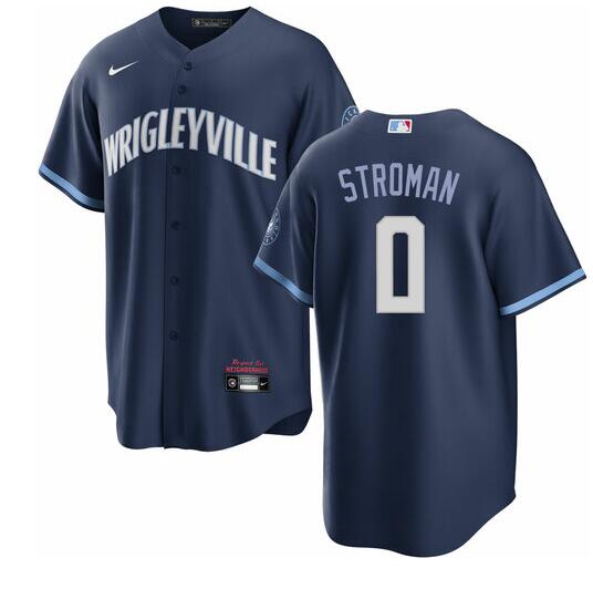 Men's Marcus Stroman Chicago Cubs #0 2021 City Connect navy Jersey by Nike