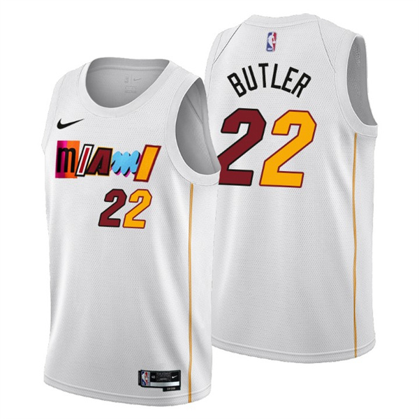 Men's Miami Heat #22 Jimmy Butler 2022-23 White City Edition Stitched Jersey