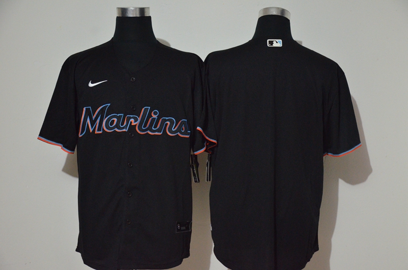 Men's Miami Marlins Blank Black Stitched MLB Cool Base Nike Jersey
