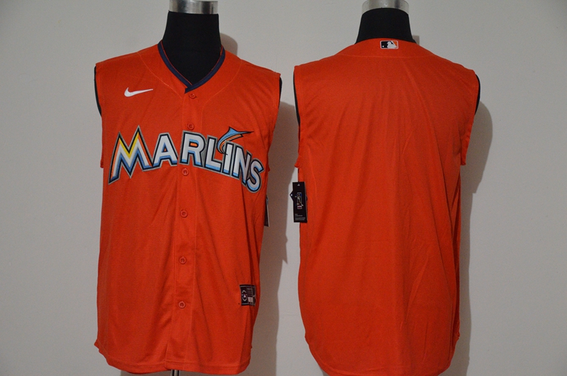 Men's Miami Marlins Blank Orange 2020 Cool and Refreshing Sleeveless Fan Stitched MLB Nike Jersey