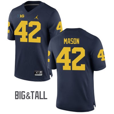 Men's Michigan Wolverines #42 Ben Mason Blue Big&Tall Performance Jersey