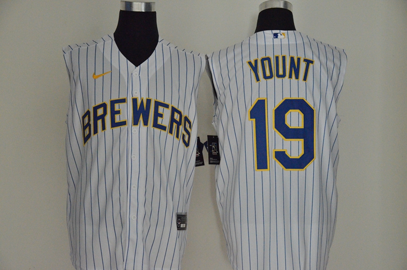 Men's Milwaukee Brewers #19 Robin Yount White 2020 Cool and Refreshing Sleeveless Fan Stitched MLB Nike Jersey