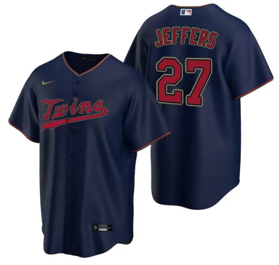 Men's Minnesota Twins #27 Ryan Jeffers Navy Cool Base Stitched Jersey