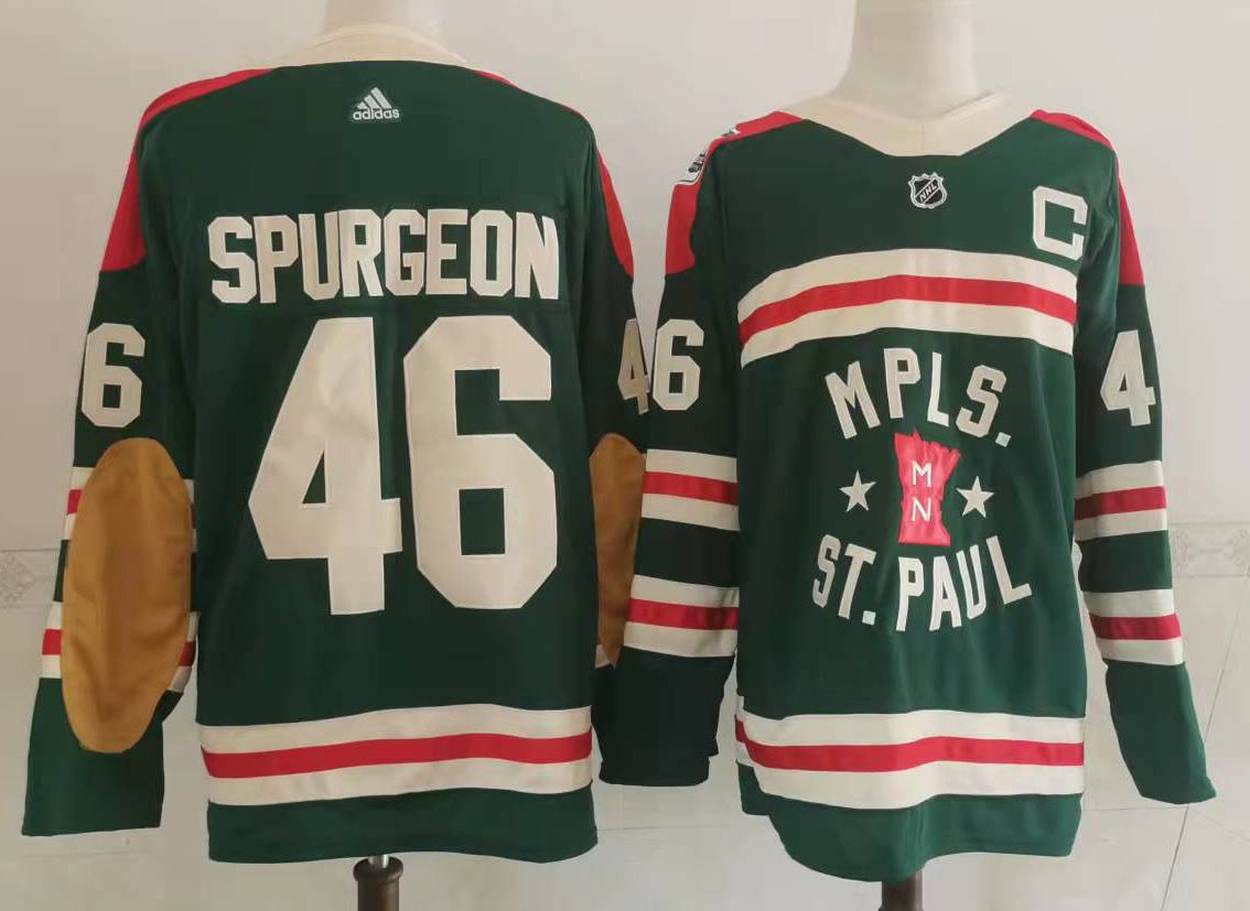Men's Minnesota Wild #46 Jared Spurgeon Green 2022 Winter Classic Adidas Stitched NHL Jersey