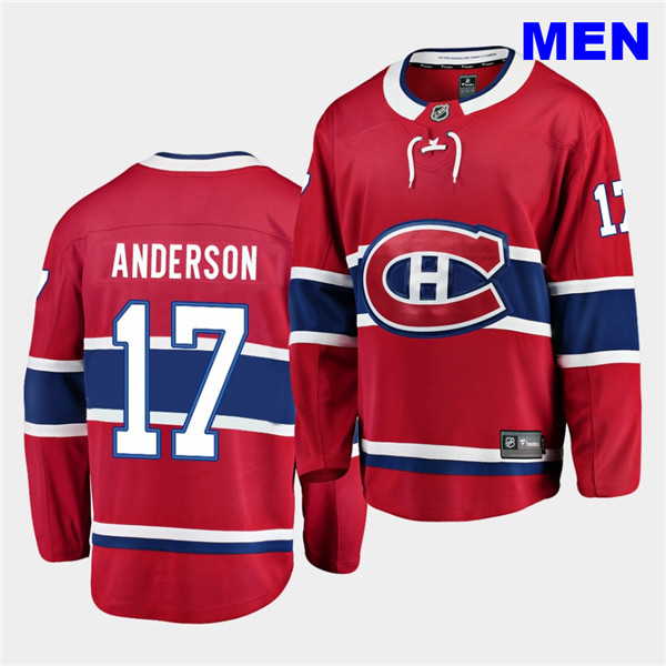 Men's Montreal Canadiens #17 Josh Anderson 2020-21 Home Men Red Breakaway Player Jersey
