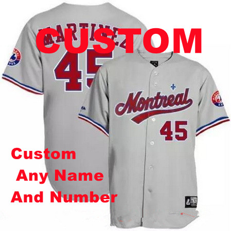 Men's Montreal Expos Custom Road Throwback Stitched MLB Majestic Cooperstown Collection Jersey