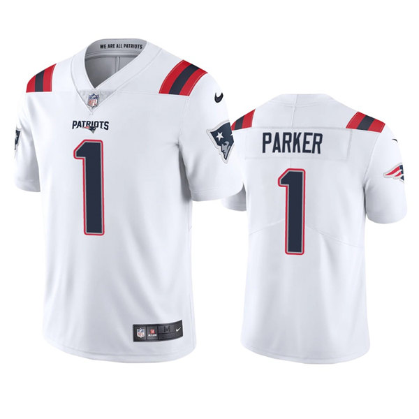 Men's New England Patriots #1 DeVante Parker White Vapor Untouchable Limited Stitched Jersey