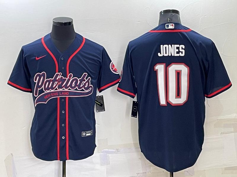 Men's New England Patriots #10 Mac Jones Navy Blue Stitched MLB Cool Base Nike Baseball Jersey