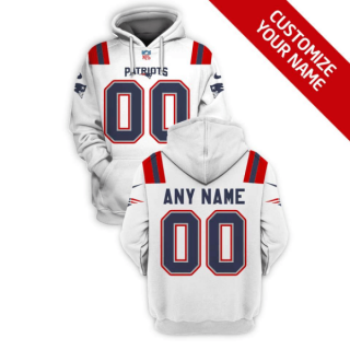 Men's New England Patriots Active Player White Custom 2021 Pullover Hoodie