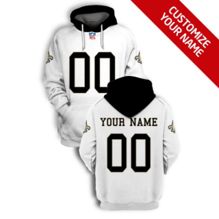 Men's New Orleans Saints Active Player White Custom 2021 Pullover Hoodie