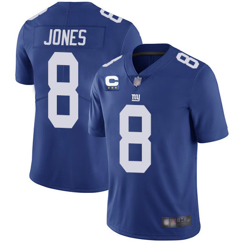 Men's New York Giants 2022 #8 Daniel Jones Blue With 3-star C Patch Vapor Untouchable Limited Stitched NFL Jersey