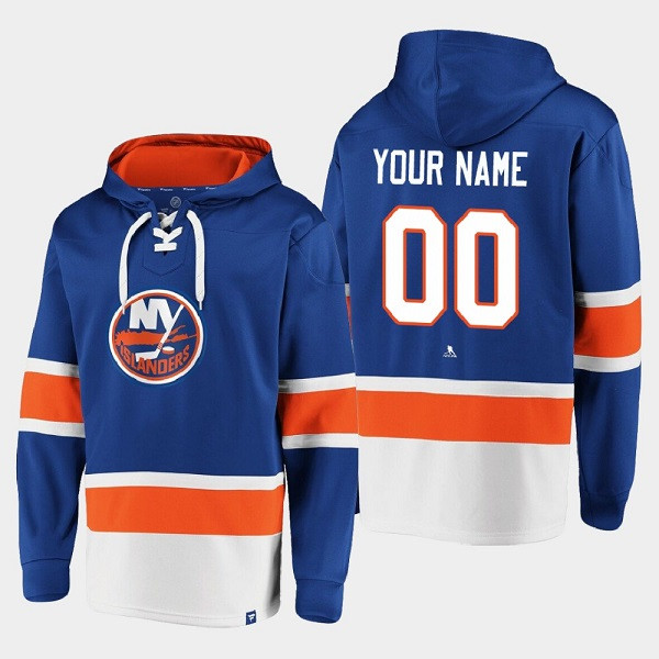 Men's New York Islanders Active Player Custom Royal Ageless Must-Have Lace-Up Pullover Hoodie