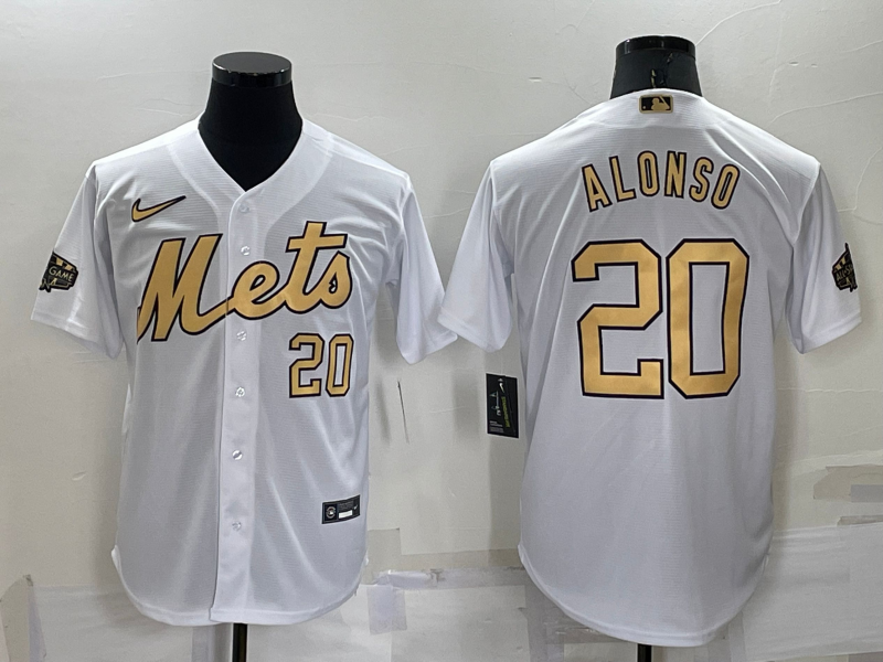 Men's New York Mets #20 Pete Alonso Number White 2022 All Star Stitched Cool Base Nike Jersey