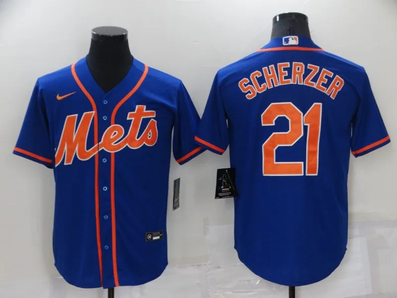 Men's New York Mets #21 Max Scherzer Blue Stitched MLB Cool Base Nike Jersey