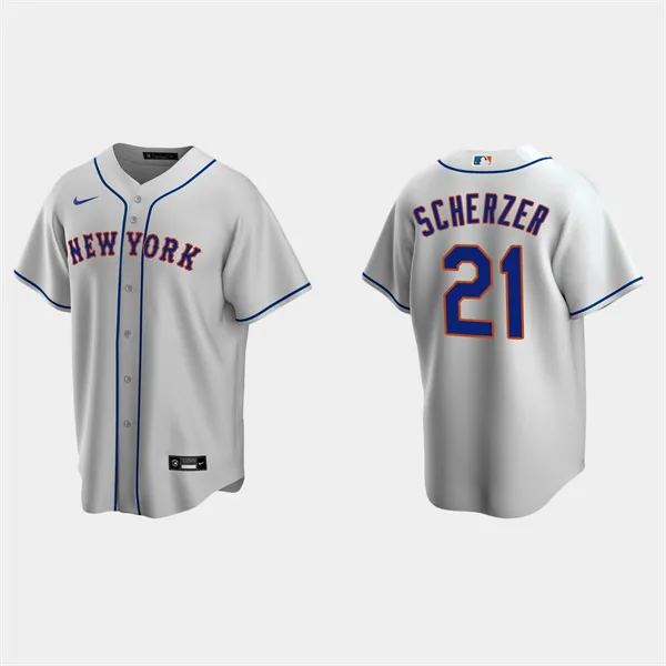 Men's New York Mets #21 Max Scherzer Gray Cool Base Stitched Baseball Jersey