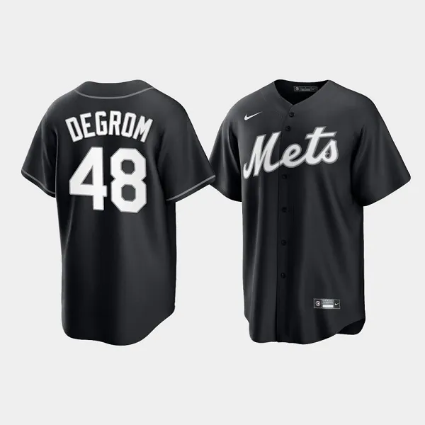 Men's New York Mets #48 Jacob deGrom Black Cool Base Stitched Baseball Jersey