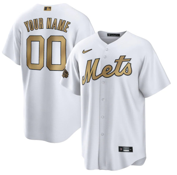 Men's New York Mets Active Player Custom White 2022 All-Star Cool Base Stitched Baseball Jersey