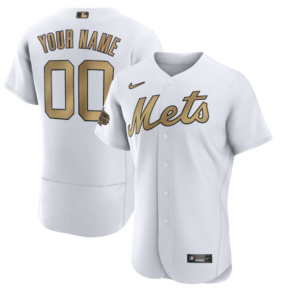 Men's New York Mets Active Player Custom White 2022 All-Star Flex Base Stitched MLB Jersey