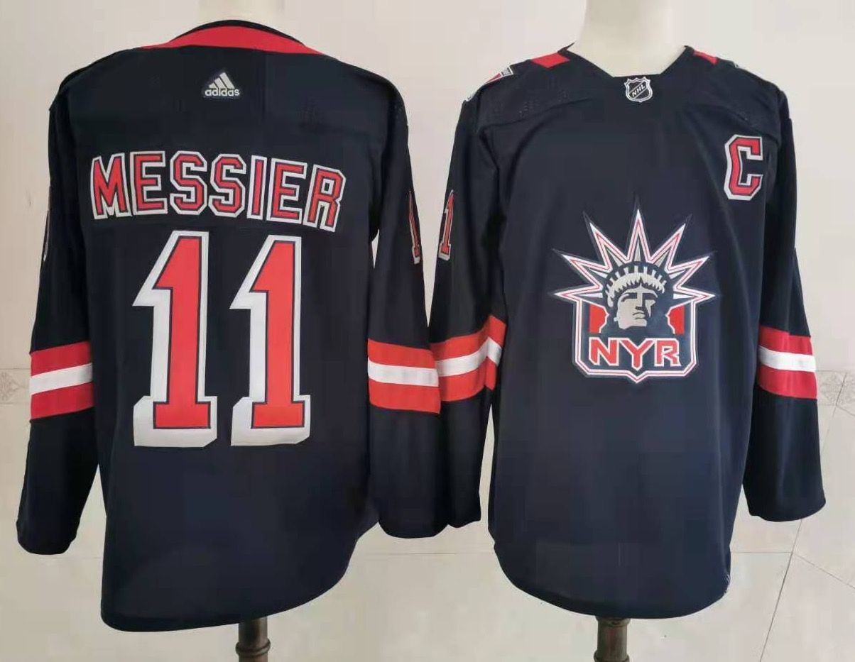 Men's New York Rangers #11 Mark Messier Navy Blue Adidas 2020-21 Stitched NHL Jersey