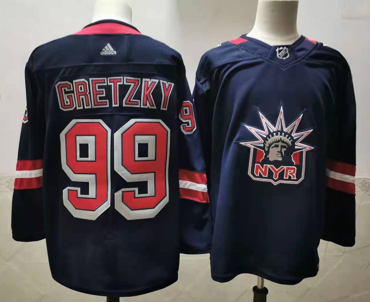 Men's New York Rangers #99 Wayne Gretzky Navy Blue Adidas 2020-21 Stitched NHL Jersey