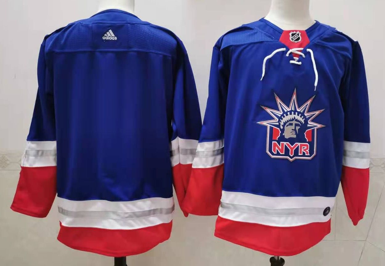 Men's New York Rangers Blank Light Blue 2021 Retro Stitched NHL Jersey