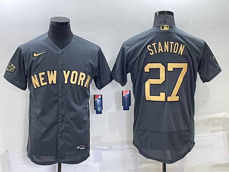 Men's New York Yankees #27 Giancarlo Stanton Grey 2022 All Star Stitched Flex Base Nike Jersey