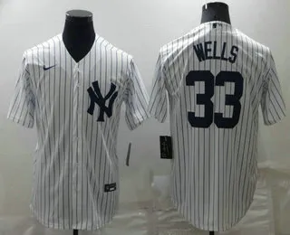 Men's New York Yankees #33 Austin Wells White Cool Base Stitched Baseball Jersey