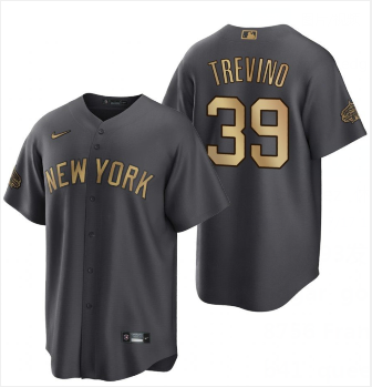 Men's New York Yankees #39 Jose Trevino Charcoal 2022 All-Star Cool Base Stitched Baseball Jersey