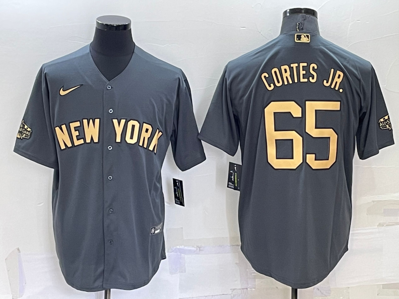 Men's New York Yankees #65 Nestor Cortes Jr Grey 2022 All Star Stitched Cool Base Nike Jersey