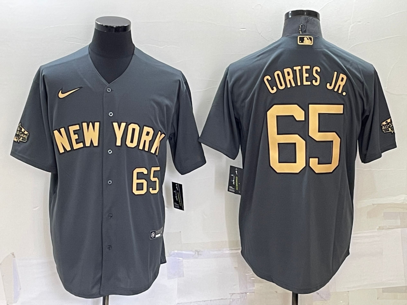 Men's New York Yankees #65 Nestor Cortes Jr Number Grey 2022 All Star Stitched Cool Base Nike Jersey