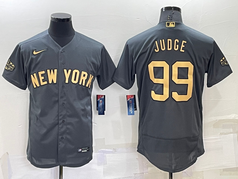 Men's New York Yankees #99 Aaron Judge Grey 2022 All Star Stitched Flex Base Nike Jersey