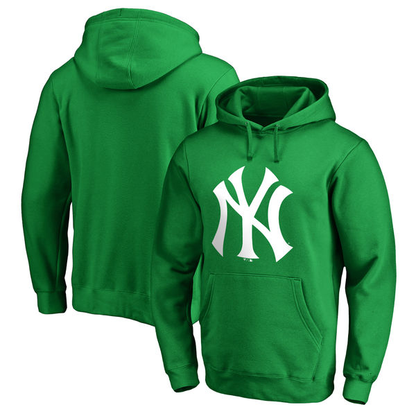 Men's New York Yankees Fanatics Branded Kelly Green St. Patrick's Day White Logo Pullover Hoodie
