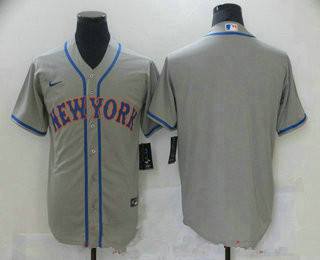 Men's New york mets blank grey road stitched mlb cool base nike jersey