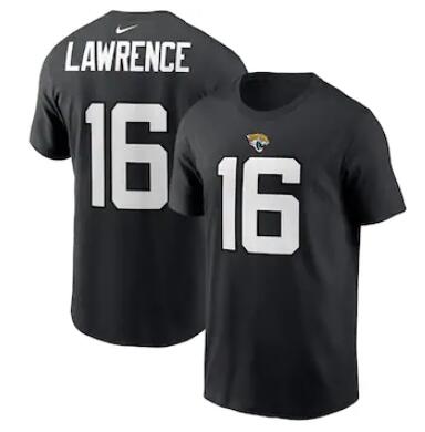 Men's Nike Trevor 16 Lawrence Black Jacksonville Jaguars 2021 NFL Draft First Round Pick Player Name & Number T-Shirt