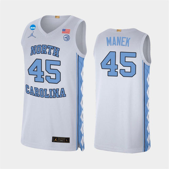 Men's North Carolina Tar Heels #45 Brady Manek White Basketball Jersey