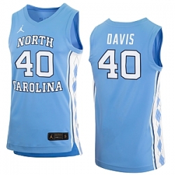 Men's North Carolina Tarheels #40 Hubert Davis Blue basketball jerseys