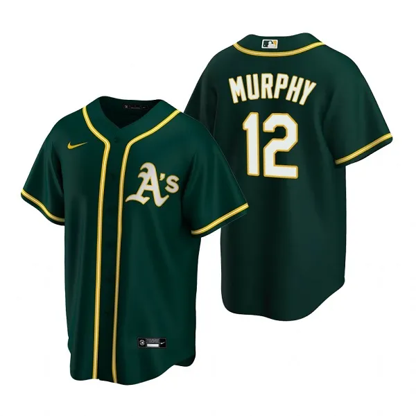 Men's Oakland Athletics #12 Sean Murphy Green Cool Base Stitched Jersey