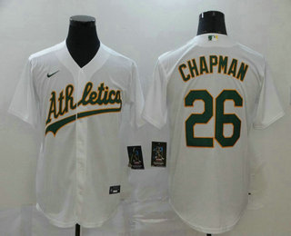 Men's Oakland Athletics #26 Matt Chapman White Stitched MLB Cool Base Nike Jersey
