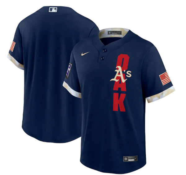 Men's Oakland Athletics Blank 2021 Navy All-Star Cool Base Stitched MLB Jersey