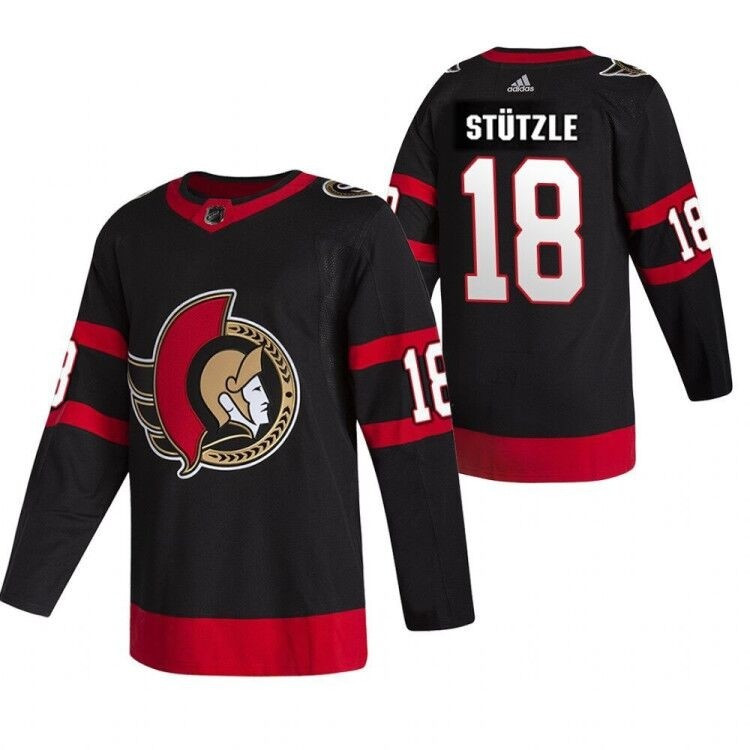 Men's Ottawa Senators #18 Tim Stützle Black Adidas 2020-21 Player Away New 2D Jersey