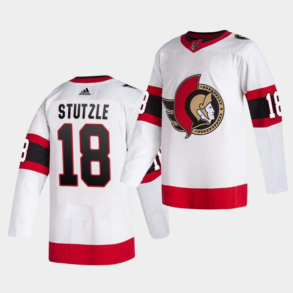Men's Ottawa Senators #18 Tim Stutzle 2020 NHL Draft White Authentic Away 2020-21 Jersey