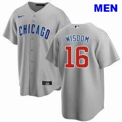 Men's Patrick Wisdom Chicago Cubs #16 Road Gray Jersey by Nike
