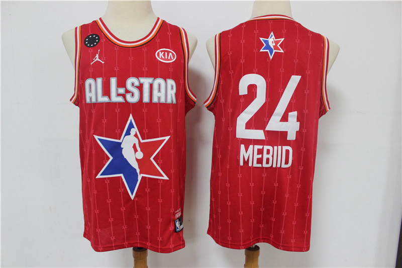 Men's Philadelphia 76ers #24 Joel Embiid Red Jordan Brand 2020 All-Star Game Swingman Stitched NBA Jersey
