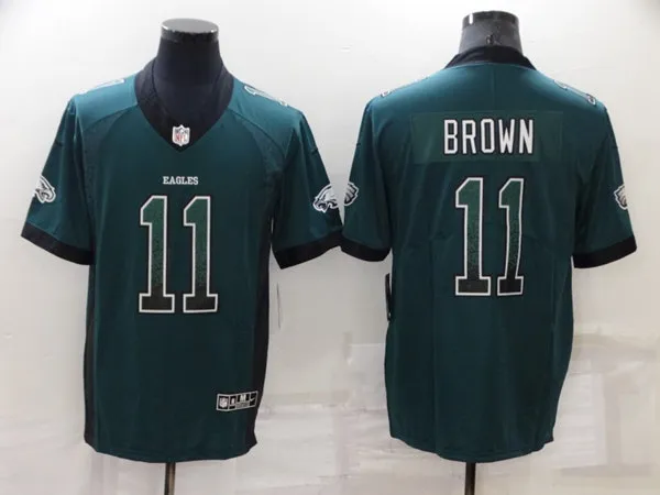 Men's Philadelphia Eagles #11 A. J. Brown Green Fashion Color Rush Limited Stitched Jersey
