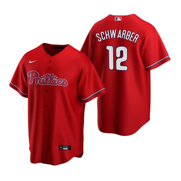 Men's Philadelphia Phillies #12 Kyle Schwarber Red Cool Base Stitched Jersey