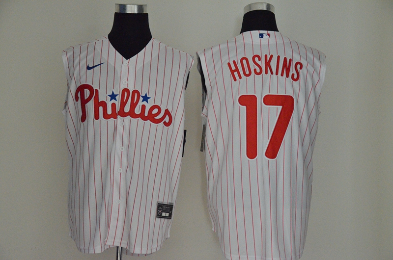 Men's Philadelphia Phillies #17 Rhys Hoskins White 2020 Cool and Refreshing Sleeveless Fan Stitched MLB Nike Jersey