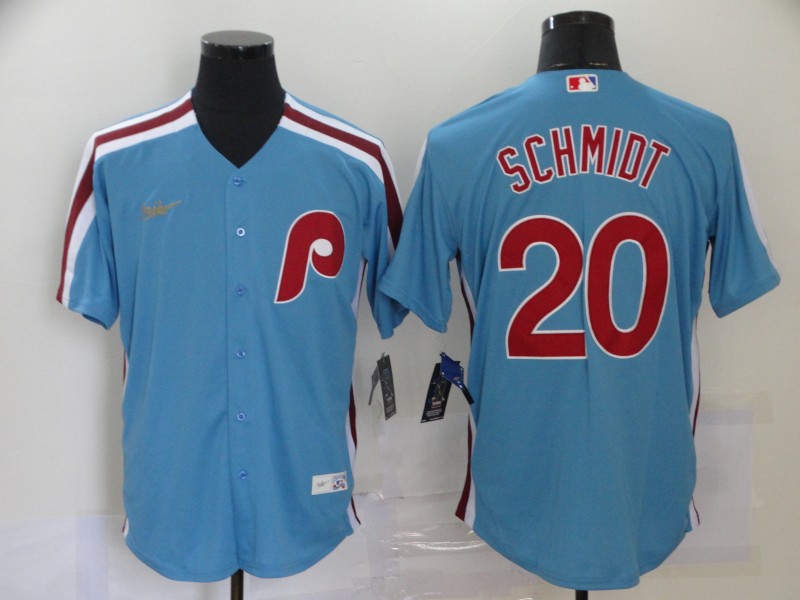 Men's Philadelphia Phillies #20 Mike Schmidt Light Blue Cooperstown Collection Stitched MLB Nike Jersey