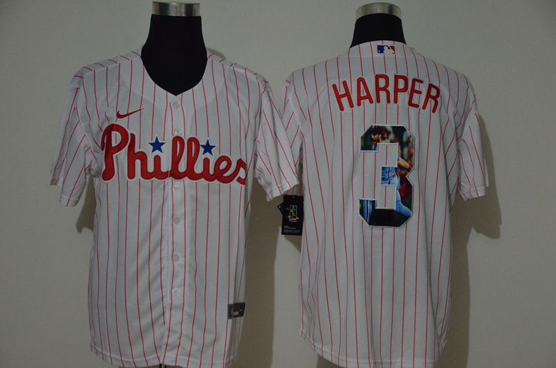 Men's Philadelphia Phillies #3 Bryce Harper White Unforgettable Moment Stitched Fashion MLB Cool Base Nike Jersey